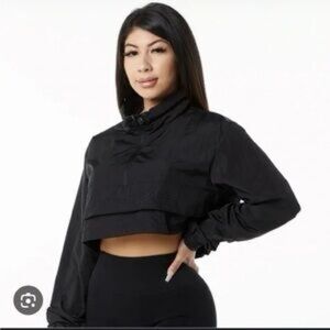 Alphalete Performance Endure Crop Pocket Jacket Black Size Medium Windbreaker